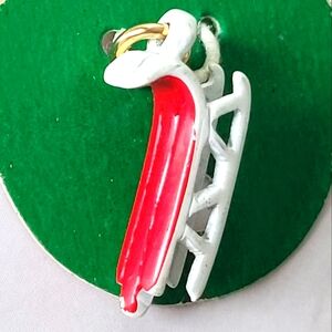 Vintage Xmas Christmas Holiday Charms Red White Sled Charm